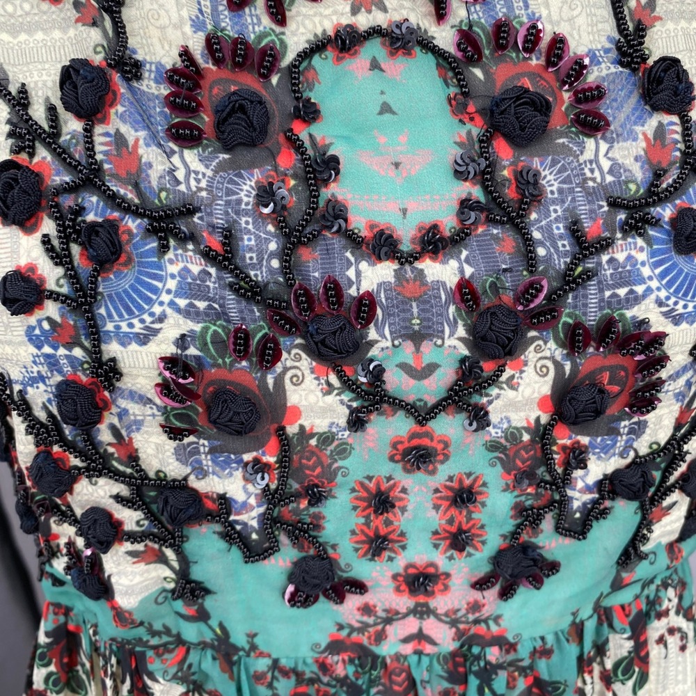 Bhanuni by Jyoti Maxi Dress Womens Small Anthropologie Embellished Boho Floral - Picture 9 of 17